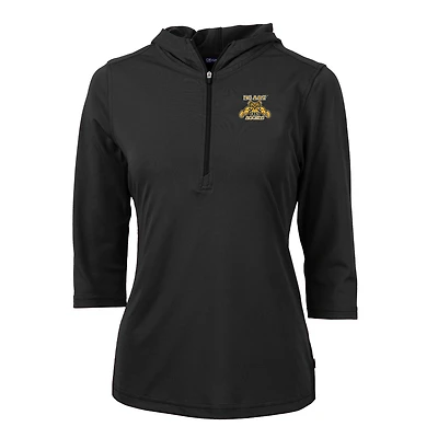 Women's Cutter & Buck Black North Carolina A&T Aggies Virtue Eco Pique Half-Zip 3/4 Sleeve Pullover Hoodie