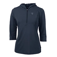Women's Cutter & Buck Navy Villanova Wildcats Virtue Eco Pique Half-Zip 3/4 Sleeve Pullover Hoodie