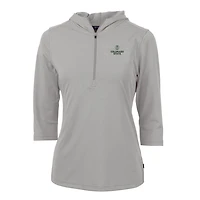 Women's Cutter & Buck Silver Colorado State Rams Virtue Eco Pique Half-Zip 3/4 Sleeve Pullover Hoodie