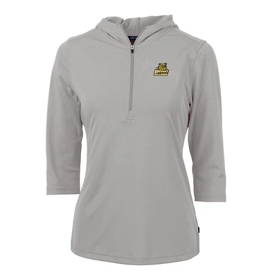 Women's Cutter & Buck Silver Bryant Bulldogs Virtue Eco Pique Half-Zip 3/4 Sleeve Pullover Hoodie