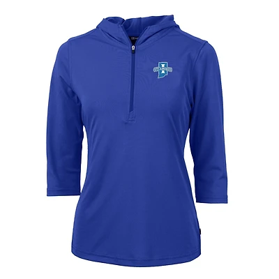 Women's Cutter & Buck Royal Indiana State Sycamores Virtue Eco Pique Half-Zip 3/4 Sleeve Pullover Hoodie