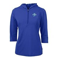Women's Cutter & Buck Royal Indiana State Sycamores Virtue Eco Pique Half-Zip 3/4 Sleeve Pullover Hoodie