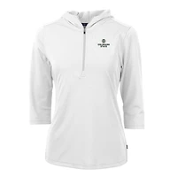 Women's Cutter & Buck White Colorado State Rams Virtue Eco Pique Half-Zip 3/4 Sleeve Pullover Hoodie