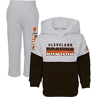 Toddler Heather Gray/Brown Cleveland Browns Playmaker Hoodie and Pants Set
