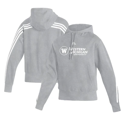 Women's adidas Heathered Gray Western Michigan Broncos Fashion Pullover Hoodie