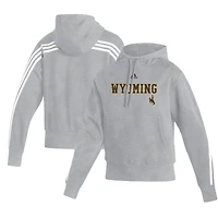 Women's adidas Heathered Gray Wyoming Cowboys Fashion Pullover Hoodie