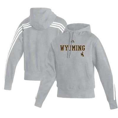 Women's adidas Heathered Gray Wyoming Cowboys Fashion Pullover Hoodie