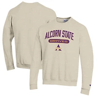 Men's Champion Heathered Oatmeal Alcorn State Braves Eco Powerblend Crewneck Sweatshirt