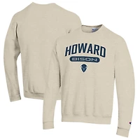 Men's Champion Heathered Oatmeal Howard Bison Eco Powerblend Crewneck Sweatshirt