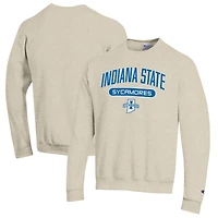 Men's Champion Heathered Oatmeal Indiana State Sycamores Eco Powerblend Crewneck Sweatshirt