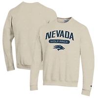 Men's Champion Heathered Oatmeal Nevada Wolf Pack Eco Powerblend Crewneck Sweatshirt