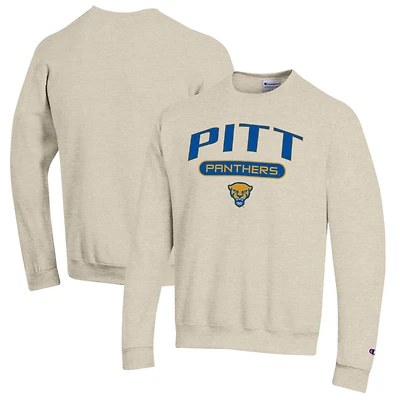 Men's Champion Heathered Oatmeal Pitt Panthers Eco Powerblend Crewneck Sweatshirt