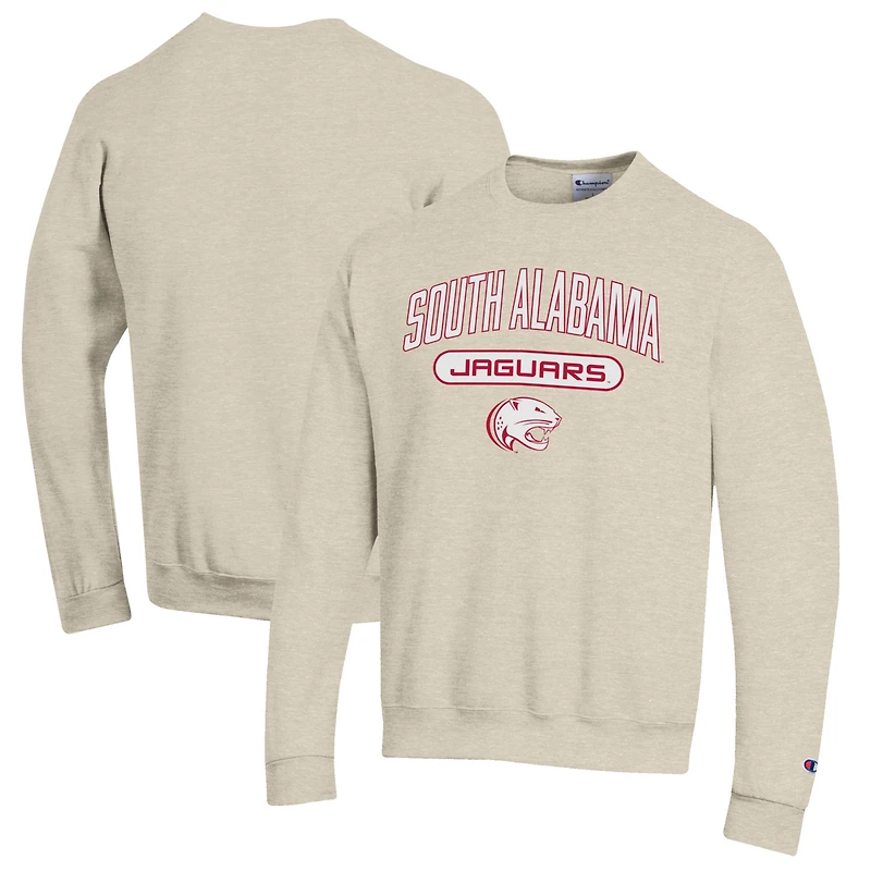 Men's Champion Heathered Oatmeal South Alabama Jaguars Eco Powerblend Crewneck Sweatshirt