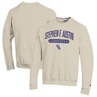 Men's Champion Heathered Oatmeal Stephen F Austin Lumberjacks Eco Powerblend Crewneck Sweatshirt