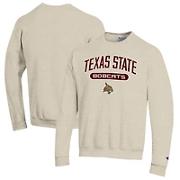 Men's Champion Heathered Oatmeal Texas State Bobcats Eco Powerblend Crewneck Sweatshirt