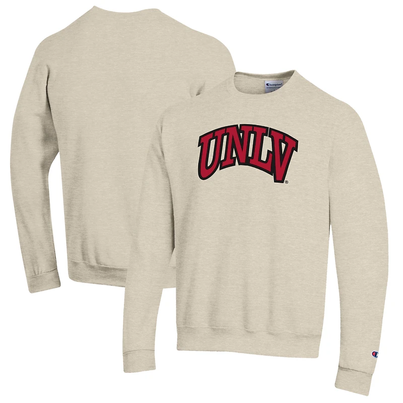 Men's Champion Heathered Oatmeal UNLV Rebels Eco Powerblend Crewneck Sweatshirt
