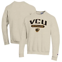 Men's Champion Heathered Oatmeal VCU Rams Eco Powerblend Crewneck Sweatshirt