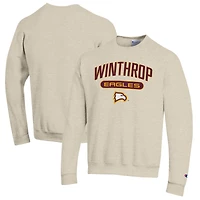 Men's Champion Heathered Oatmeal Winthrop Eagles Eco Powerblend Crewneck Sweatshirt