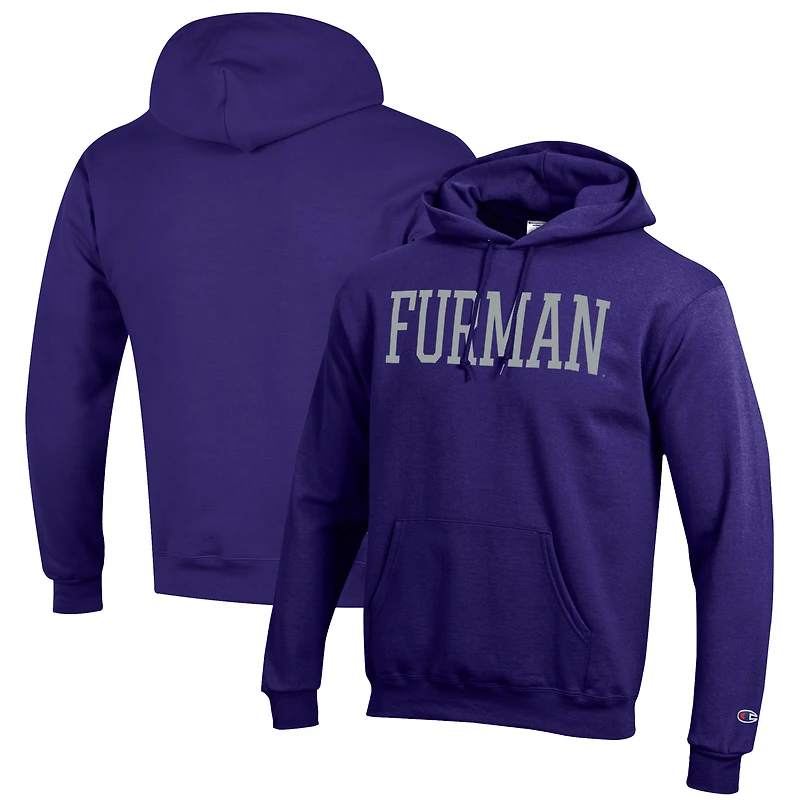Men's Champion Purple Furman Paladins Eco Powerblend Pullover Hoodie