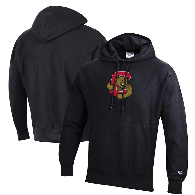 Men's Champion Black Cornell Big Red Reverse Weave Fleece Pullover Hoodie