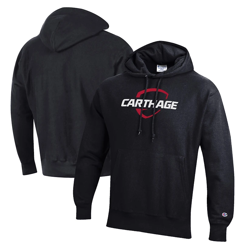 Men's Champion Black Carthage Firebirds Reverse Weave Fleece Pullover Hoodie