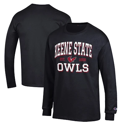 Men's Champion Black Keene State Owls Jersey Est. Date Long Sleeve T-Shirt