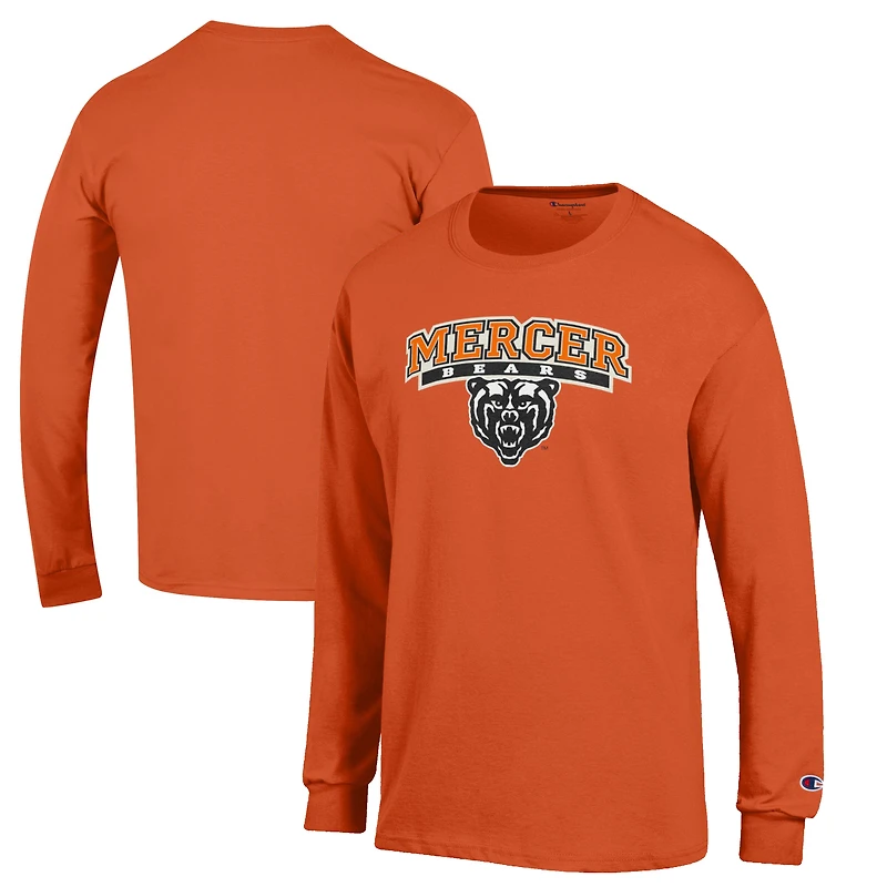 Men's Champion Orange Mercer Bears Jersey Long Sleeve T-Shirt