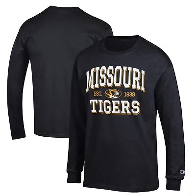 Men's Champion Black Missouri Tigers Jersey Est. Date Long Sleeve T-Shirt