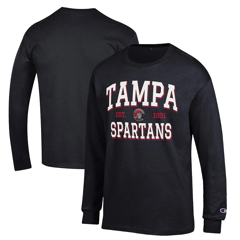 Men's Champion Black University of Tampa Spartans Jersey Est. Date Long Sleeve T-Shirt