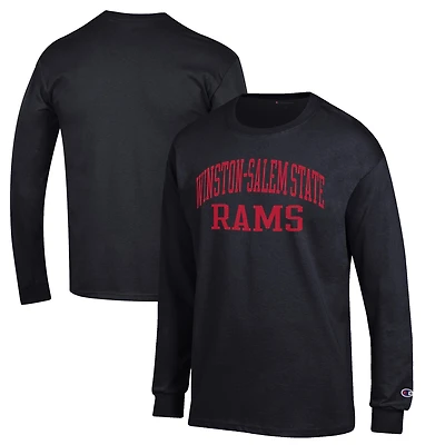 Men's Champion Black Winston-Salem State Rams Jersey Long Sleeve T-Shirt