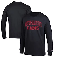 Men's Champion Black Winston-Salem State Rams Jersey Long Sleeve T-Shirt