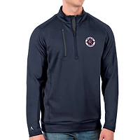 Men's Antigua Navy/Charcoal New England Revolution Logo Generation Quarter-Zip Pullover Jacket
