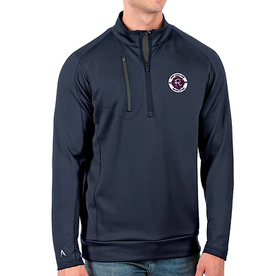 Men's Antigua Navy/Charcoal New England Revolution Logo Generation Quarter-Zip Pullover Jacket