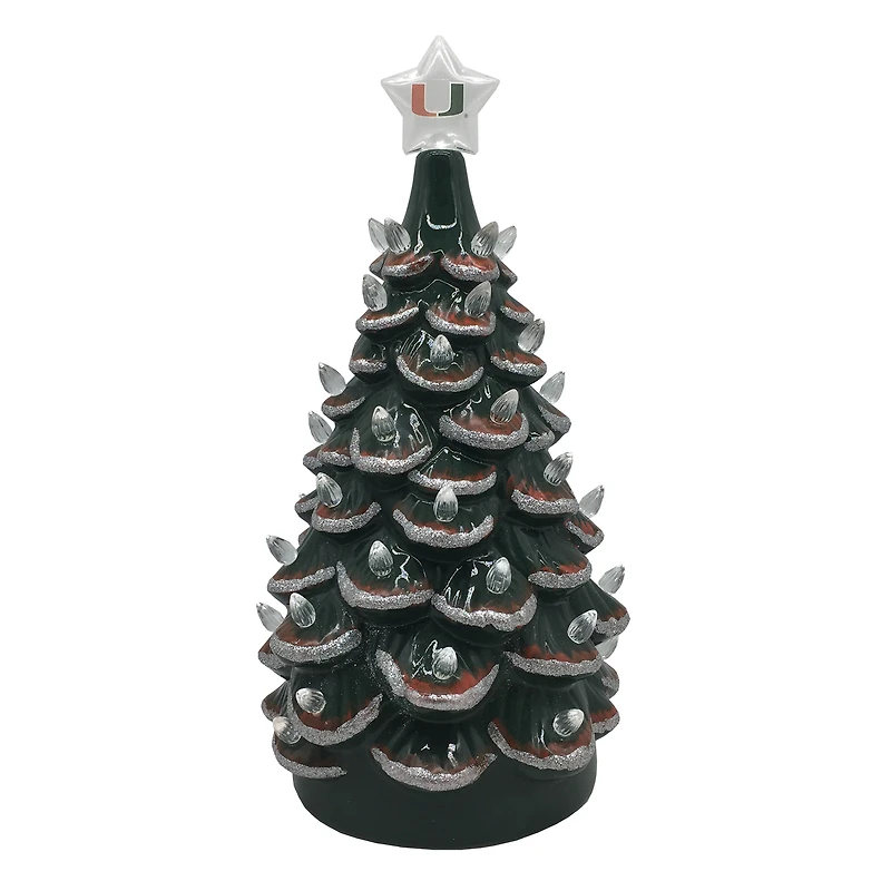 Green Miami Hurricanes 14'' Ceramic Tree