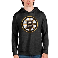Men's Antigua Heathered Black Boston Bruins Absolute Pullover Hoodie