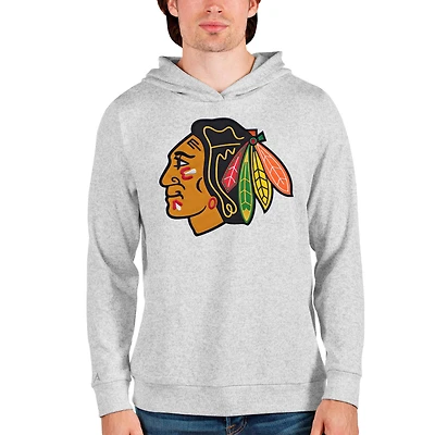 Men's Antigua Heathered Gray Chicago Blackhawks Absolute Pullover Hoodie