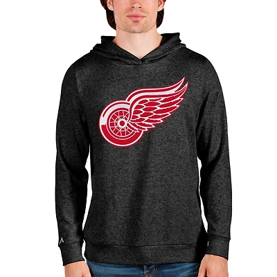 Men's Antigua Heathered Black Detroit Red Wings Absolute Pullover Hoodie