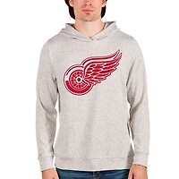Men's Antigua Oatmeal Detroit Red Wings Absolute Pullover Hoodie