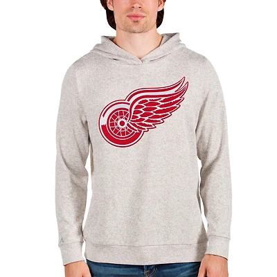 Men's Antigua Oatmeal Detroit Red Wings Absolute Pullover Hoodie