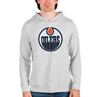 Men's Antigua Heathered Gray Edmonton Oilers Absolute Pullover Hoodie