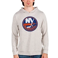 Men's Antigua Oatmeal New York Islanders Absolute Pullover Hoodie