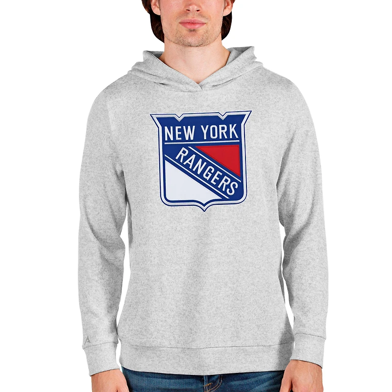 Men's Antigua Heathered Gray New York Rangers Absolute Pullover Hoodie