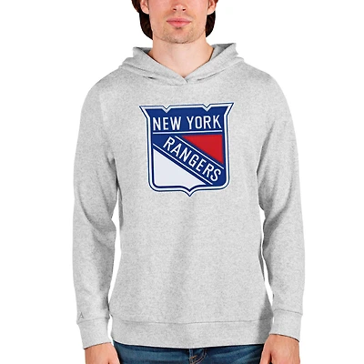Men's Antigua Heathered Gray New York Rangers Absolute Pullover Hoodie