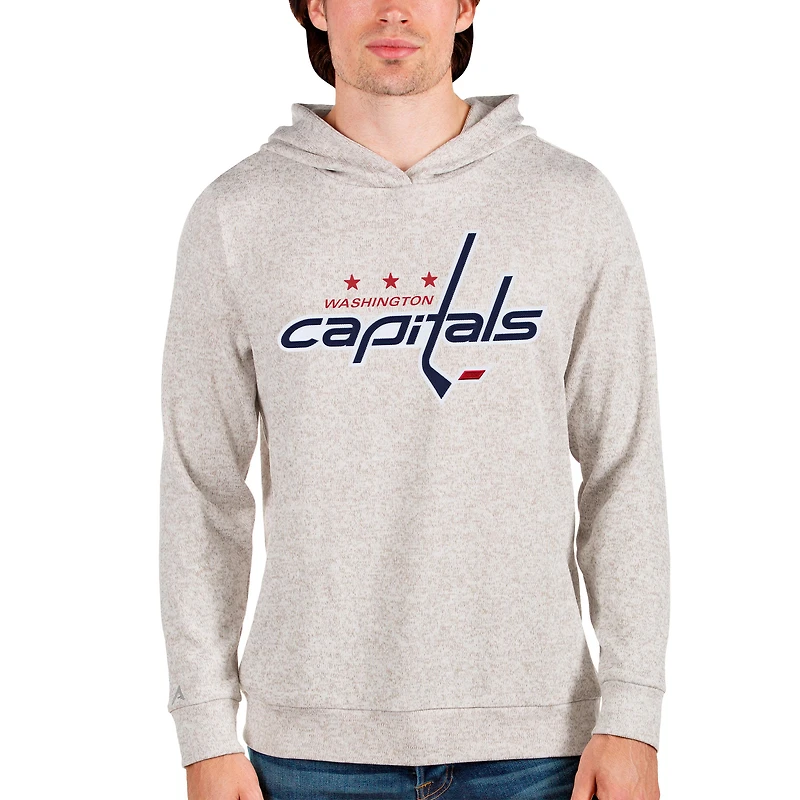 Men's Antigua Oatmeal Washington Capitals Absolute Pullover Hoodie