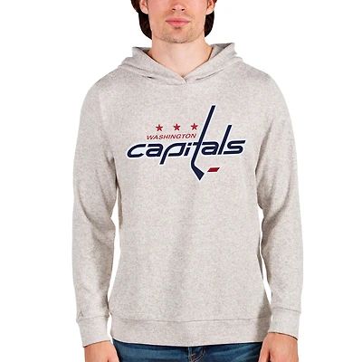 Men's Antigua Oatmeal Washington Capitals Absolute Pullover Hoodie