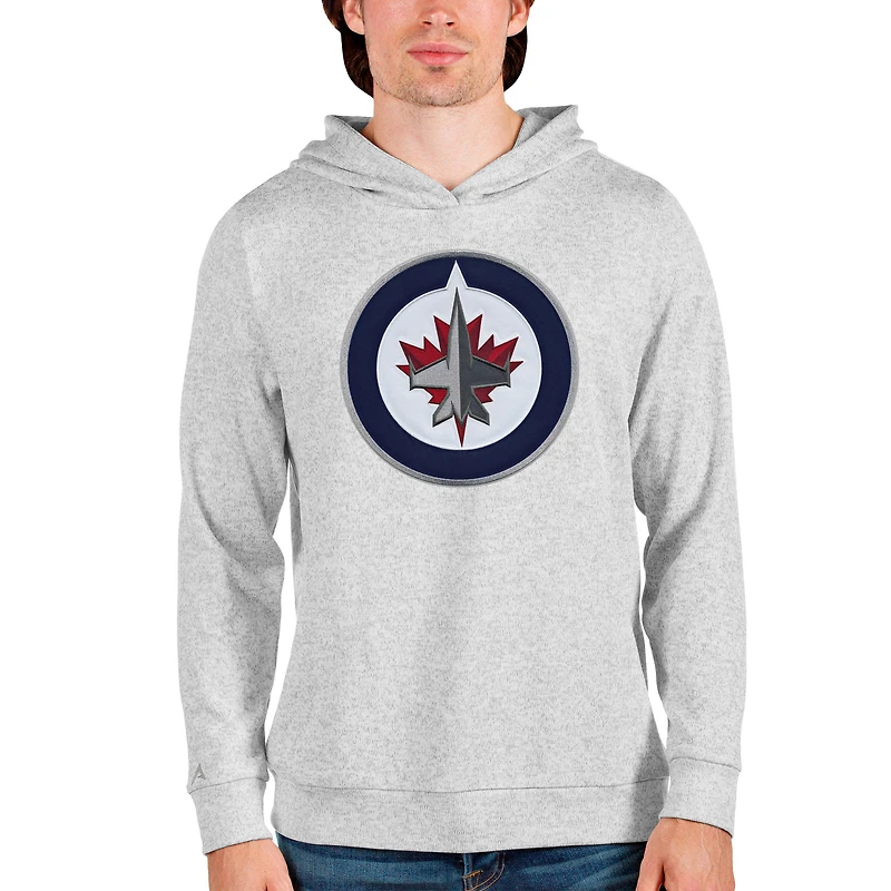 Men's Antigua Heathered Gray Winnipeg Jets Absolute Pullover Hoodie