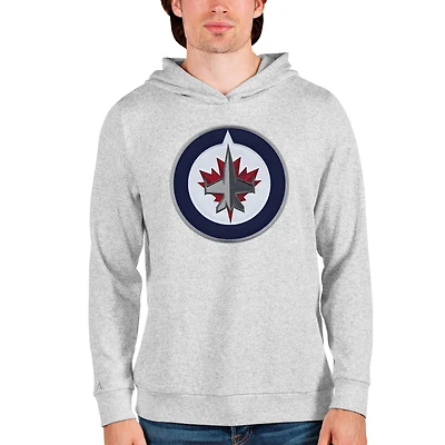 Men's Antigua Heathered Gray Winnipeg Jets Absolute Pullover Hoodie