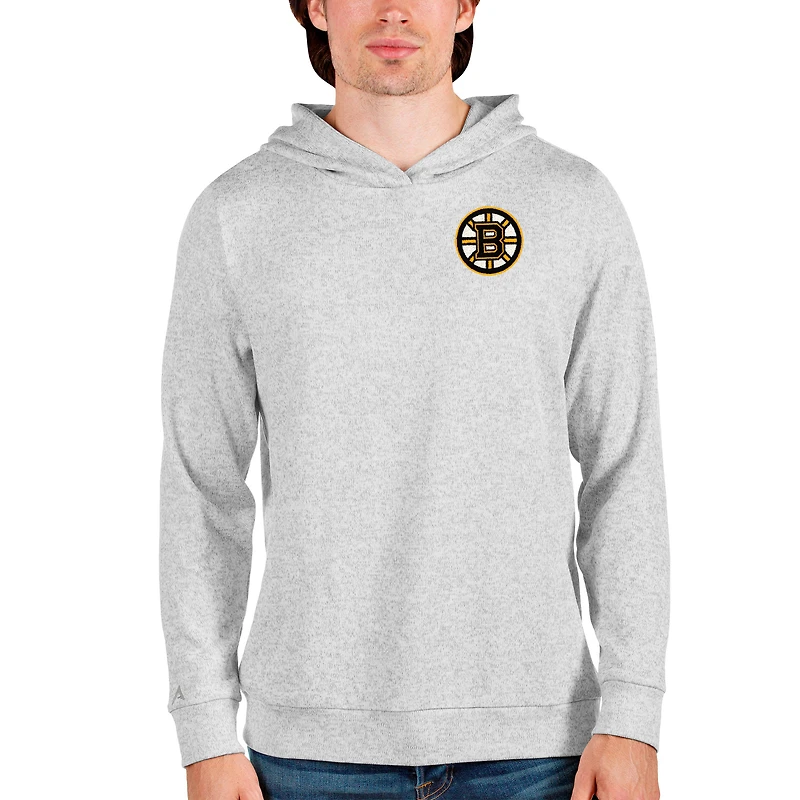 Men's Antigua Heathered Gray Boston Bruins Team Absolute Pullover Hoodie