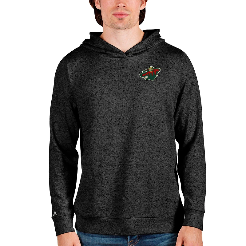 Men's Antigua Black Minnesota Wild Team Absolute Pullover Hoodie
