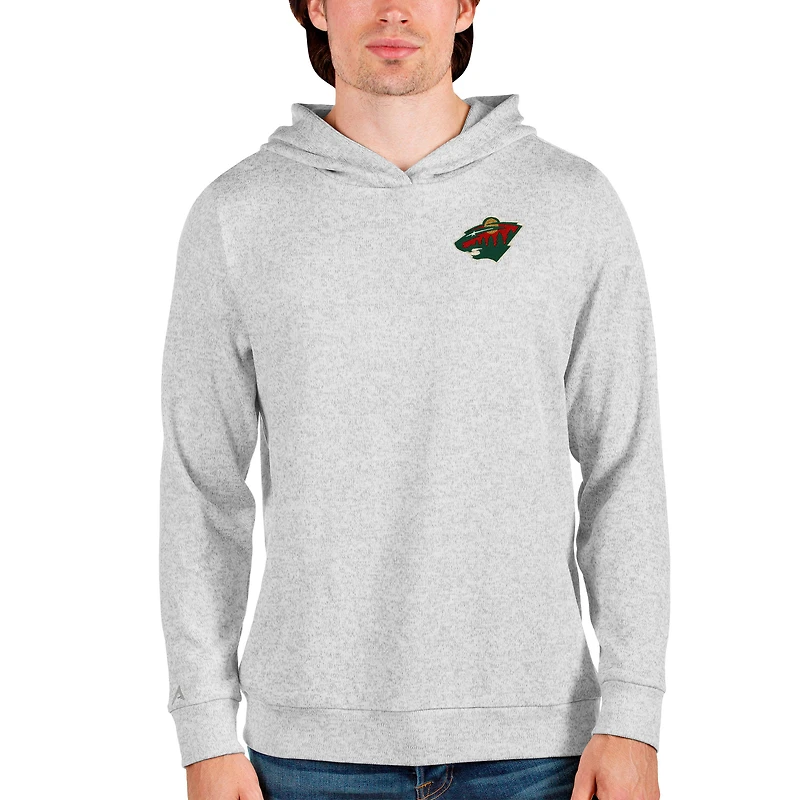 Men's Antigua Heathered Gray Minnesota Wild Team Absolute Pullover Hoodie